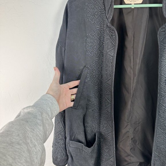 Zara Trafaluc Outerwear Open Blazer Jacket Embroidery Size Small‎ Black Wash - Picture 4 of 8